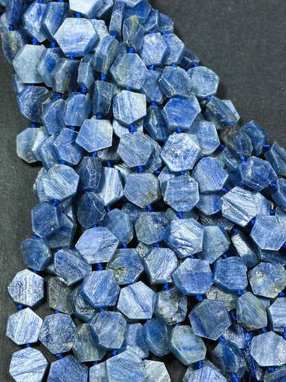 Natural Kyanite Gemstone Bead 14mm Hexagon Shape Bead, Beautiful Natural Blue Color Kyanite Gemstone Beads, Great Quality Full Strand 15.5"