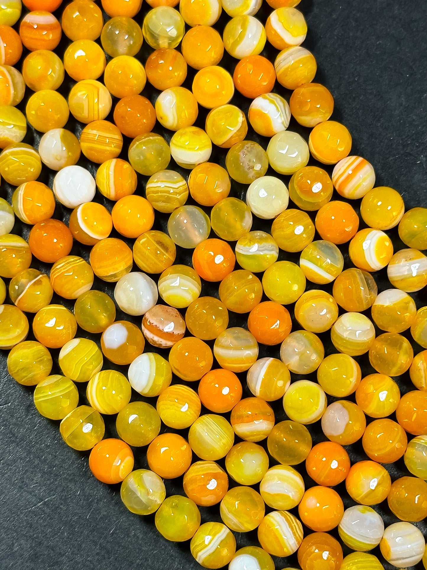 NATURAL Botswana Agate Gemstone Bead Faceted 6mm 8mm 10mm 12mm Round Beads, Beautiful Orange Yellow Color Gemstone Beads Full Strand 15.5"