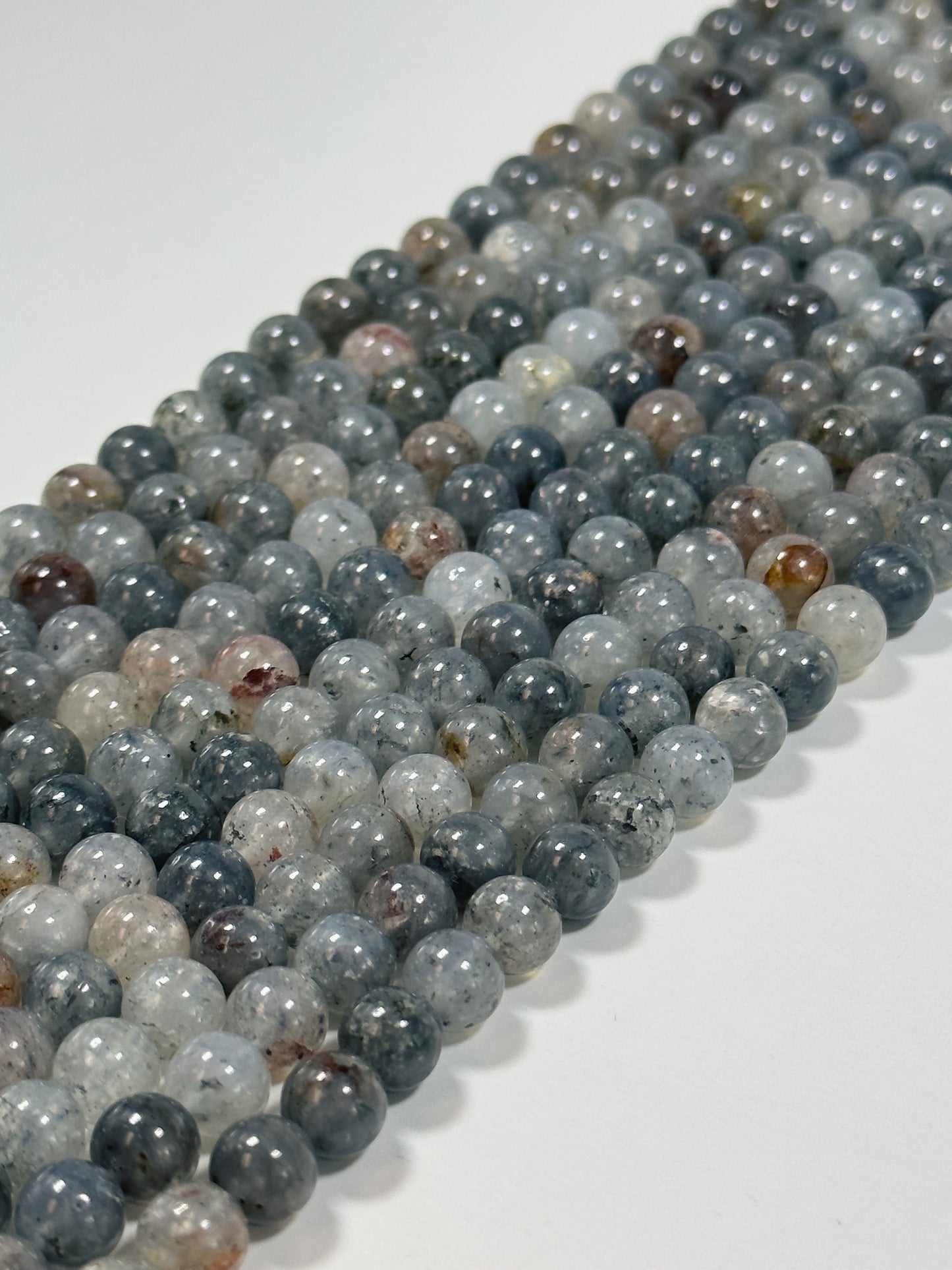 NATURAL Iolite Gemstone Bead 6mm 8mm Round Beads, Beautiful Natural Gray Blue Color Iolite Gemstone Bead Loose Beads Full Strand 15.5"