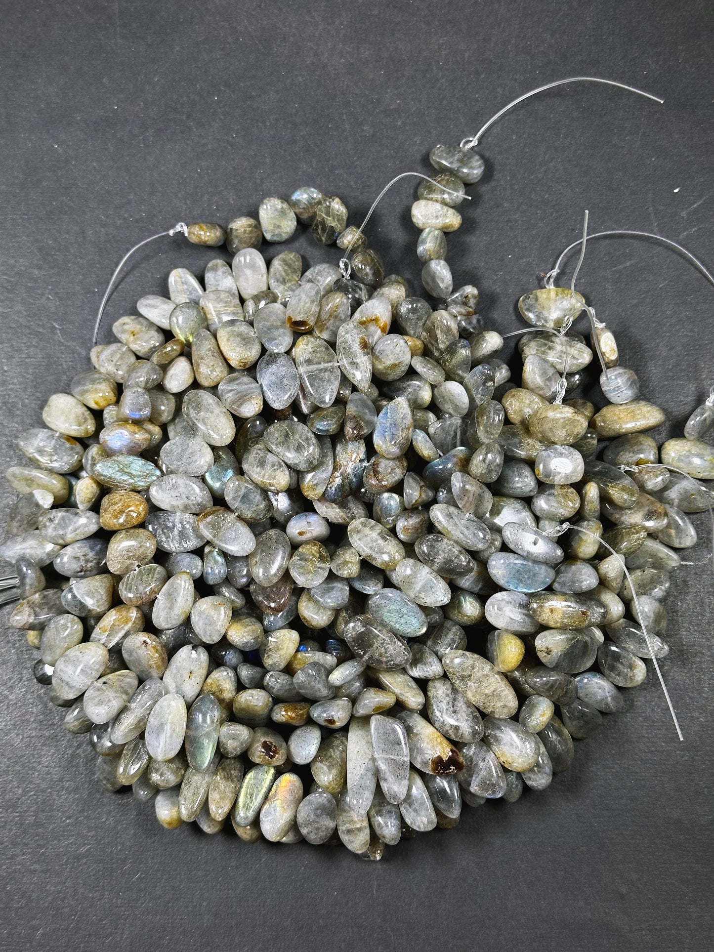 Natural Labradorite Gemstone Bead Freeform Stick Shape, Beautiful Natural Gray Rainbow Flash Labradorite, Great Quality Full Strand 15.5"