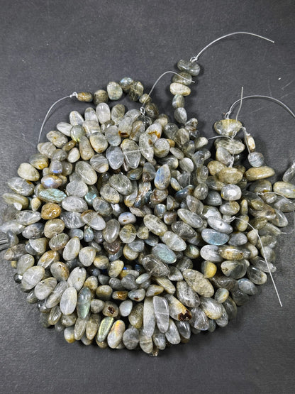 Natural Labradorite Gemstone Bead Freeform Stick Shape, Beautiful Natural Gray Rainbow Flash Labradorite, Great Quality Full Strand 15.5"