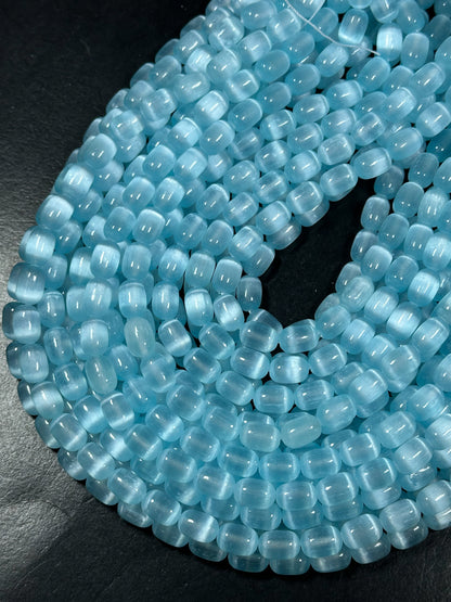 Natural Blue Selenite Gemstone Bead 12x8mm Tube Shape Bead, Beautiful Turquoise Blue Color Selenite Beads, Great Quality Full Strand 15.5"