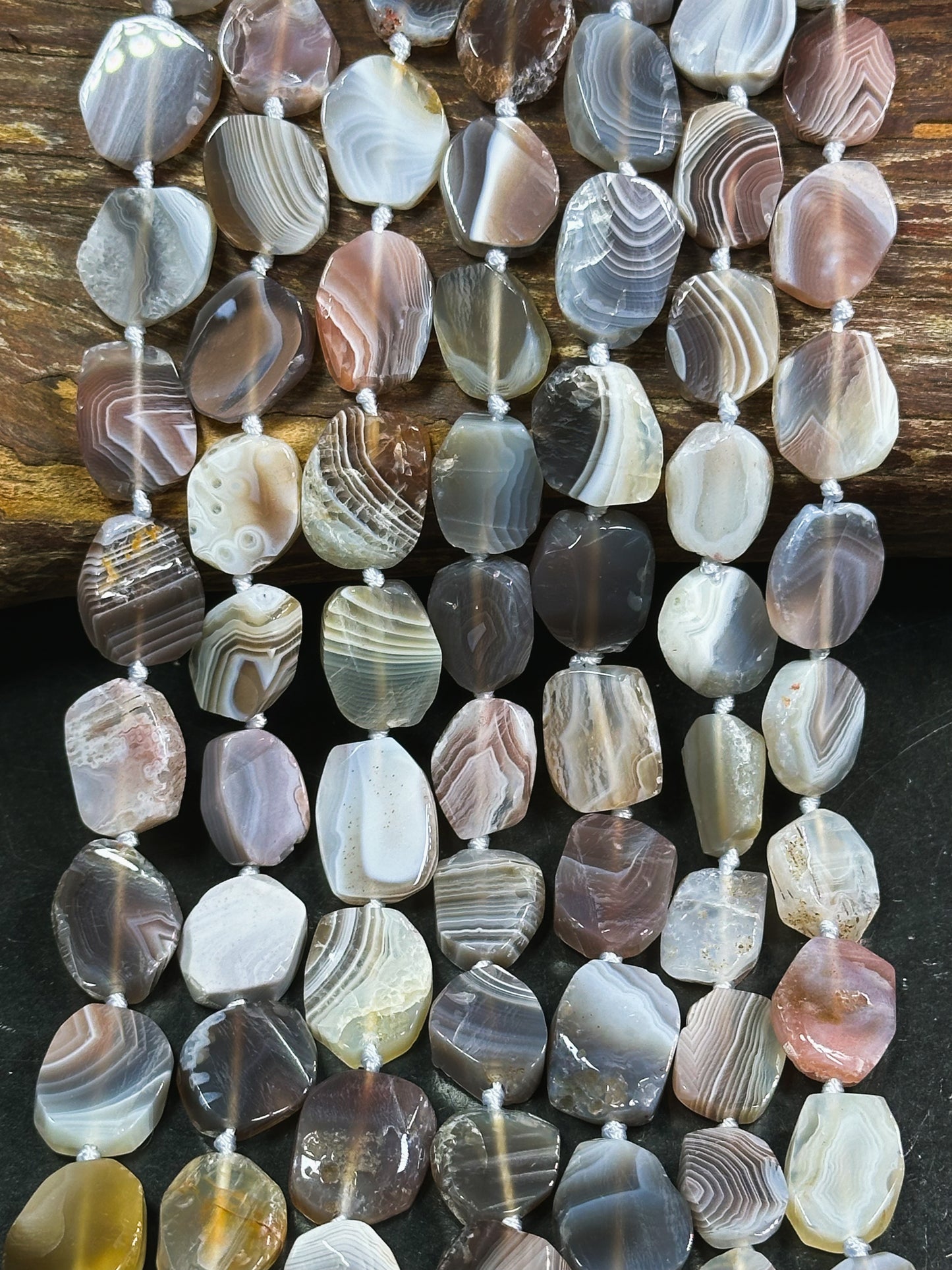 AAA Natural Botswana Agate Gemstone Bead 16x13mm Oval Shape, Beautiful Natural Brown Beige Gray Color Agate Beads, Excellent Quality 15.5"