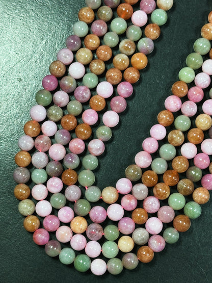 Natural Alashan Chalcedony Gemstone Bead 6mm 8mm 10mm Round Beads, Beautiful Multicolor Pink Green Alashan Beads, Great Quality 15.5" Strand