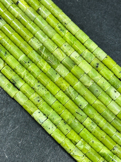 NATURAL Jade Gemstone Bead 8x6mm 10x8mm Tube Shape Bead, Gorgeous Green Color Jade Gemstone Bead Full Strand 15.5" Loose Beads Great Quality