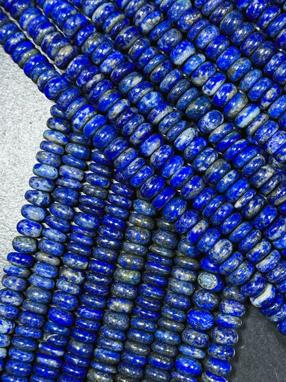 Natural Lapis Lazuli Gemstone Bead 8x3mm Rondelle Shape, Beautiful Natural Blue Color Lapis Lazuli Stone Bead Excellent Quality 15.5" Strand