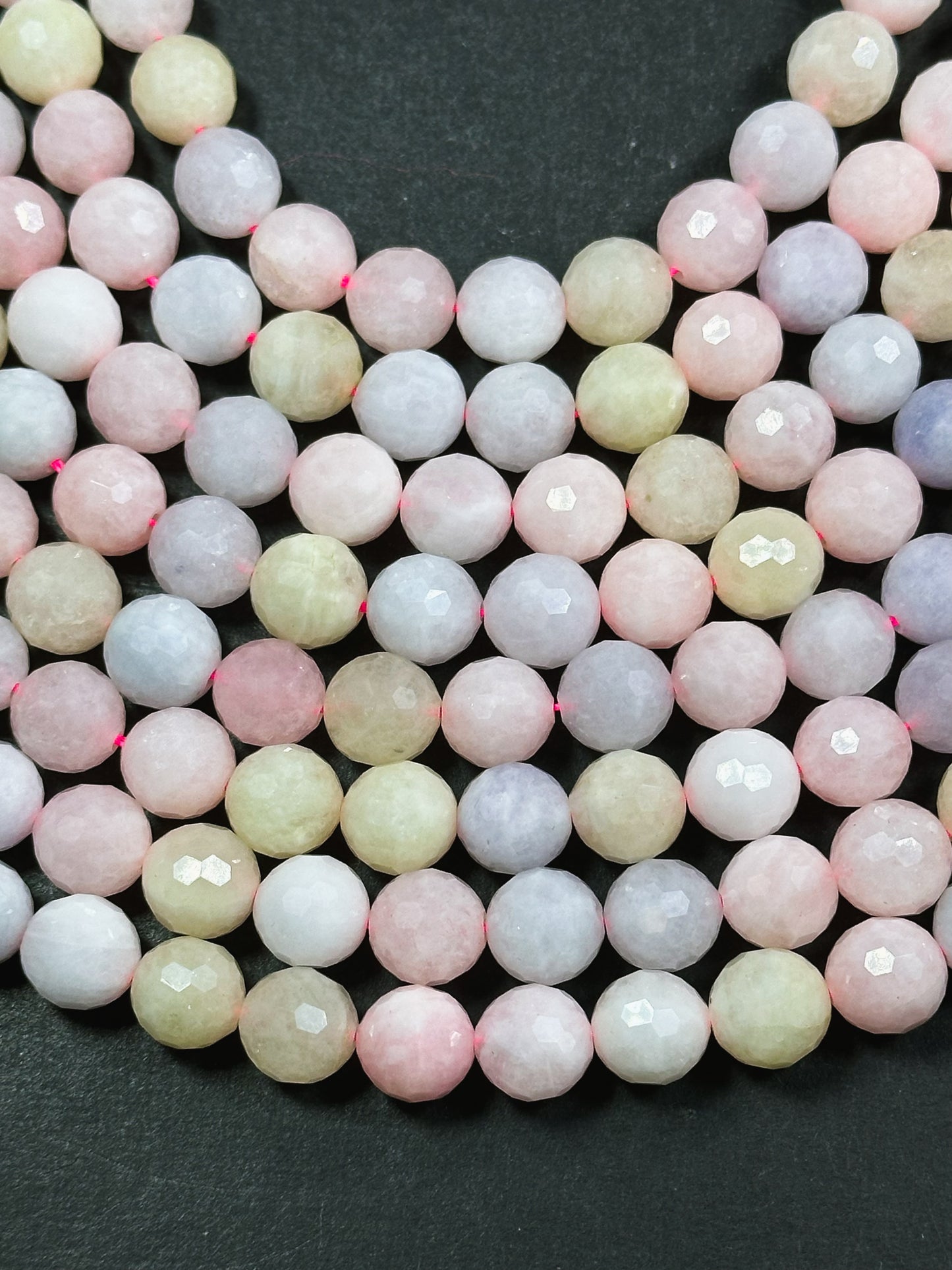 Natural Morganite Gemstone Bead Faceted 6mm 8mm 10mm Round Bead, Beautiful Multicolor Pastel Pink Yellow Blue Color Morganite Beads, 15.5"