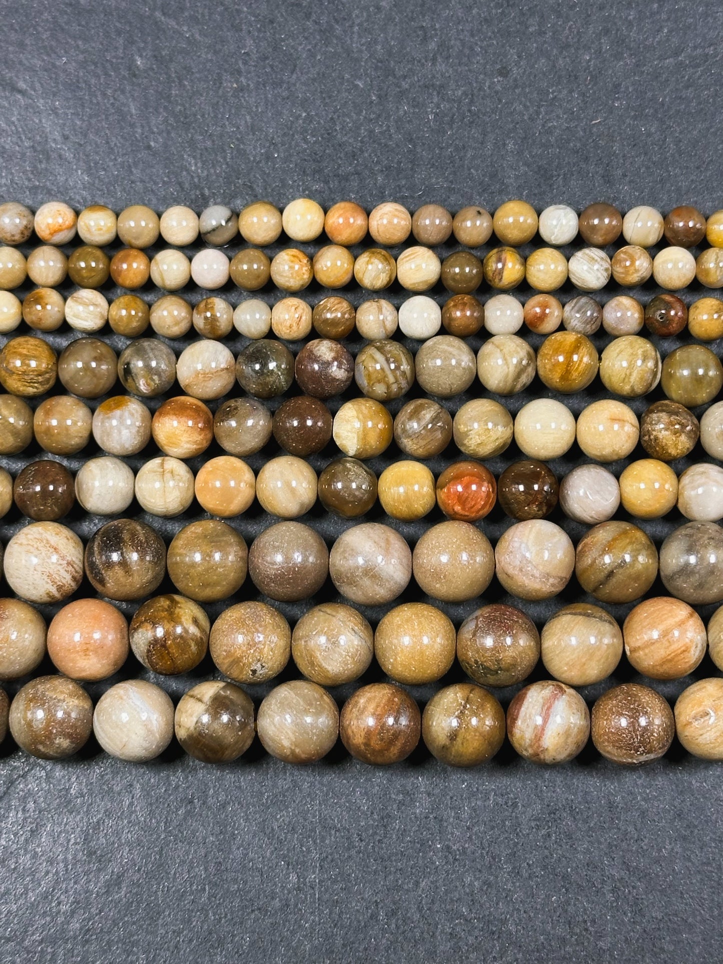 Natural Petrified Wood Jasper Gemstone 4mm 6mm 8mm Round Beads, Beautiful Natural Multicolor Brown Petrified Wood Jasper Stone Beads 15.5"