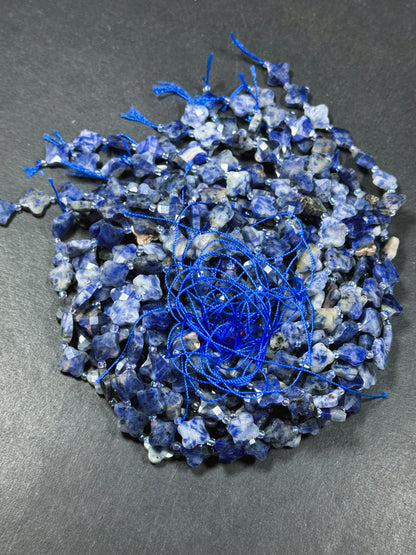 Natural Sodalite Gemstone Bead Faceted 12mm Clover Flower Shape Bead, Gorgeous Natural Blue White Color Sodalite Gemstone Beads 15.5" Strand