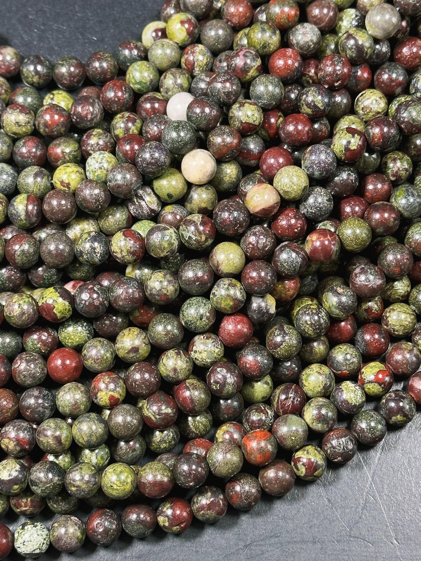 NATURAL Dragon Bloodstone Gemstone Bead 4mm 6mm 8mm 10mm Round Beads, Beautiful Red Green Color Bloodstone Gemstone Beads Full Strand 15.5"