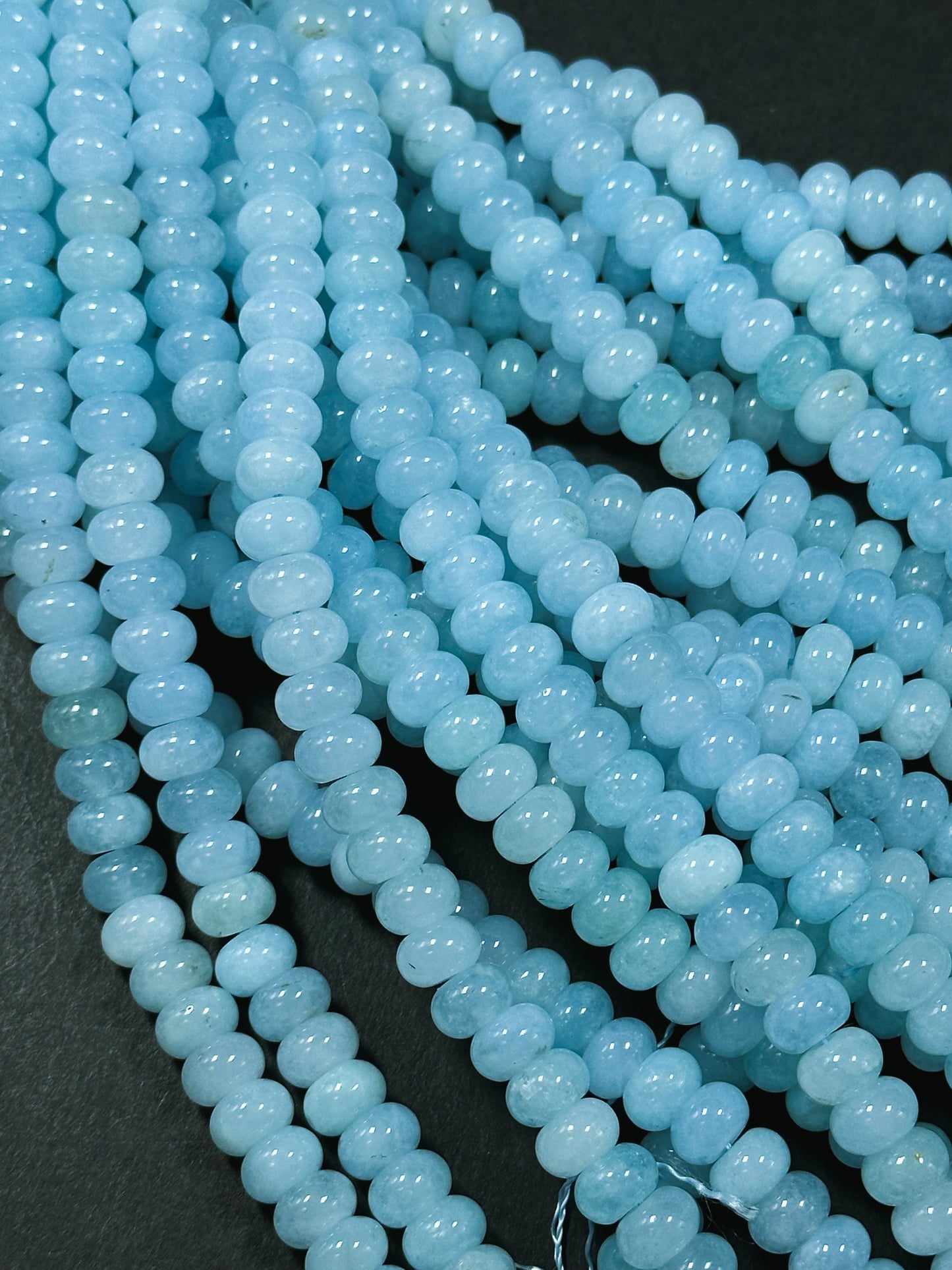 NATURAL Blue Jade Gemstone Bead 8x5mm Rondelle Shape Bead, Beautiful Blue Color Jade Gemstone Beads, Great Quality Bead Full Strand 15.5"