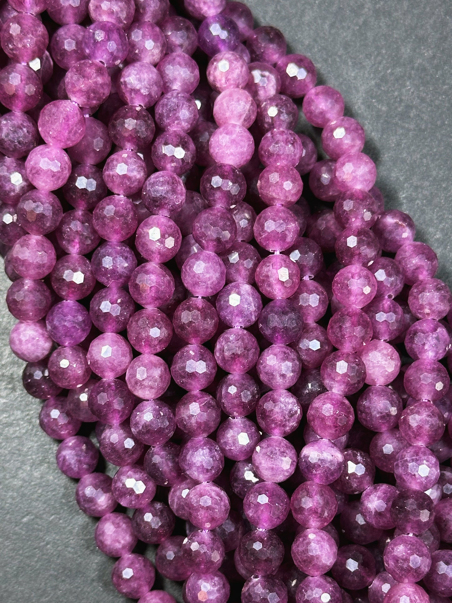 Natural Purple Ruby Quartz Gemstone Bead Faceted 6mm 8mm Round Beads, Beautiful Purple Color Ruby Quartz Stone Beads Full Strand 15.5"