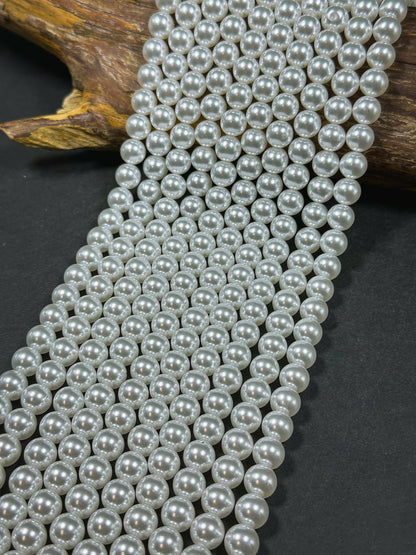 Swarovski Pearl Crystal Beads 4mm 6mm 8mm 10mm 12mm Round Bead, Beautiful White Swarovski Crystal Pearl Bead Genuine Round Swarovski Pearls 15.5"