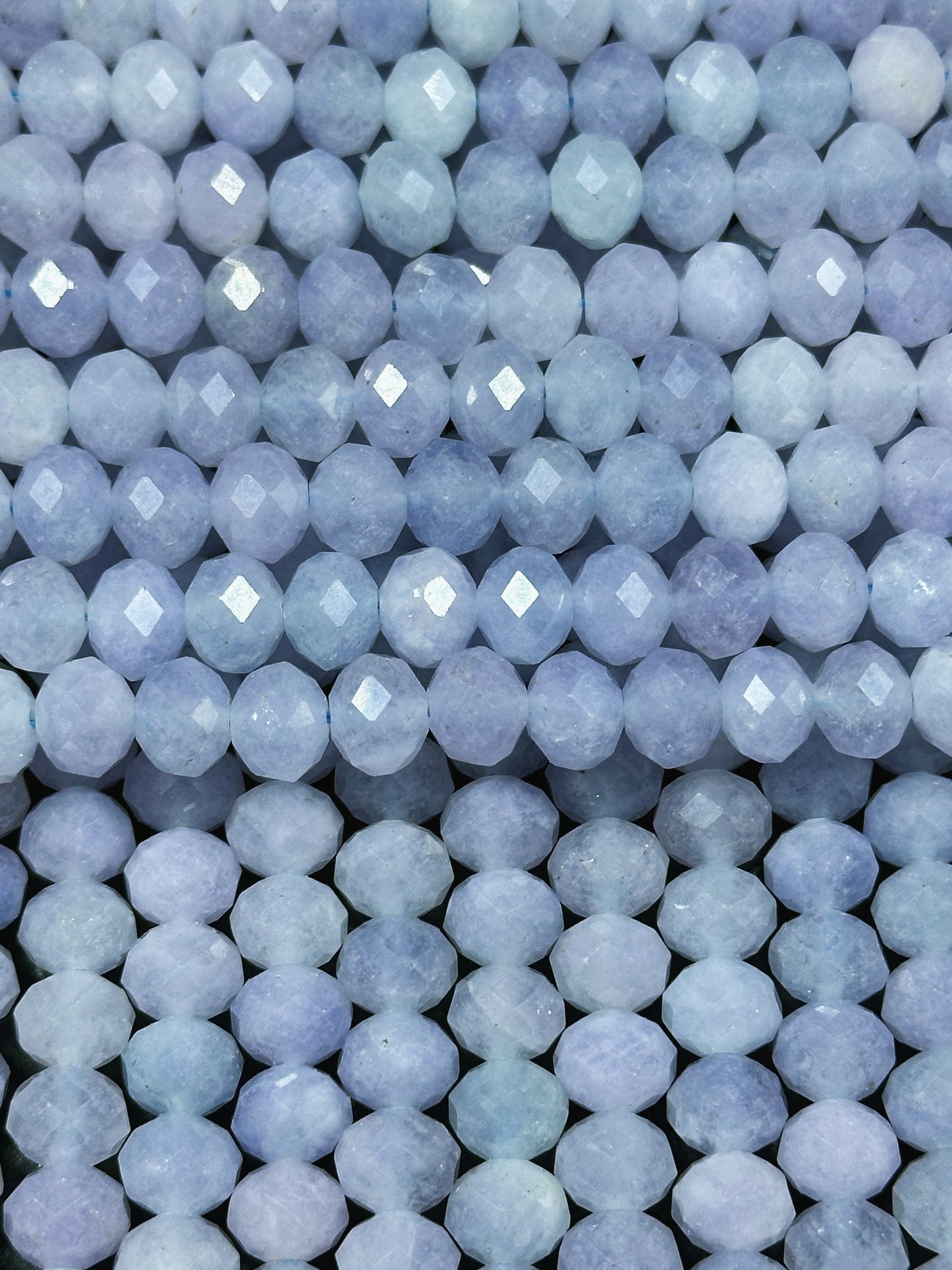 Natural Blue Lace Agate Gemstone Bead Faceted 8x6mm Rondelle Shape Bead, Beautiful Natural Blue Color Chalcedony Bead, Great Quality 15.5"