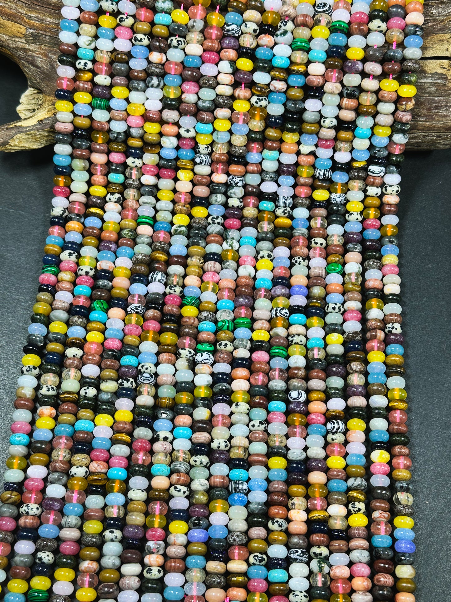 Natural Mixed Gemstone Beads 8x5mm Rondelle Shape Beads, Gorgeous Multicolor Multi Mixed Gemstone Beads, Excellent Quality Full Strand 15.5"