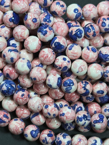 Beautiful Rain Flower Stone Bead 4mm 6mm 8mm 10mm Round Beads, Gorgeous Multicolor Pink Blue Color Rain Flower Bead Full Strand 15.5"