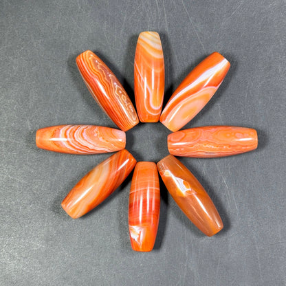 AAA Natural Botswana Agate Gemstone Bead 39x13mm Barrel Shape, Beautiful Natural Red Orange Color Botswana Agate Gemstone Bead, LOOSE BEADS