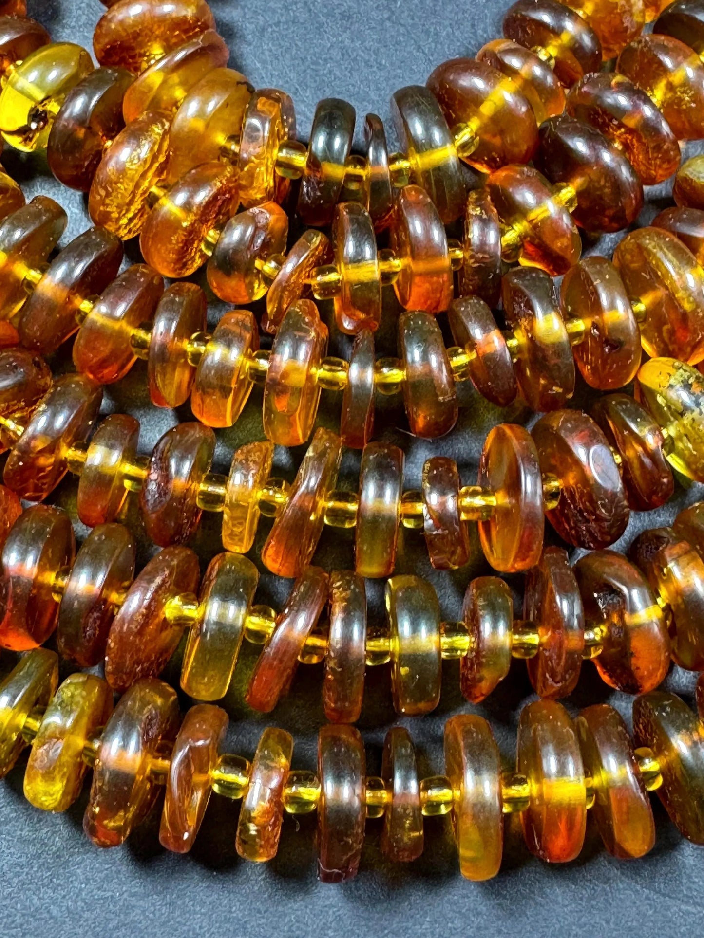 Natural Baltic Gold Stone Bead . Freeform Roundell  Shape, Beautiful Dark Golden Orange Color Baltic Gold Beads, Great Quality. 15.5" Strand
