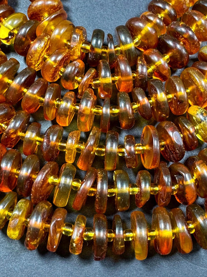 Natural Baltic Gold Stone Bead . Freeform Roundell  Shape, Beautiful Dark Golden Orange Color Baltic Gold Beads, Great Quality. 15.5" Strand