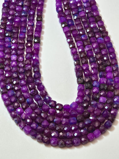 Natural Sugilite Gemstone cube, Gorgeous Natural Purple Color Sugilite Stone Beads, Excellent Quality Full Strand 15.5"