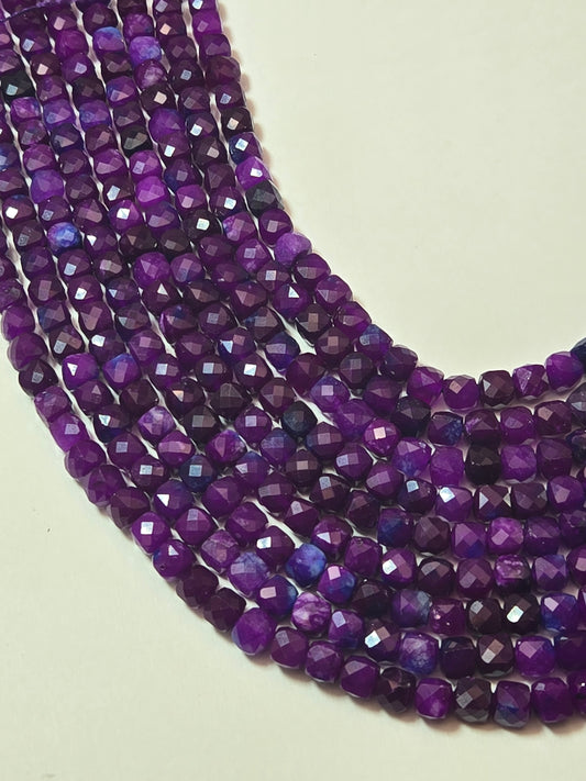 Natural Sugilite Gemstone cube, Gorgeous Natural Purple Color Sugilite Stone Beads, Excellent Quality Full Strand 15.5"