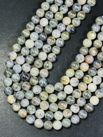 AAA Mystic Natural Opal Gemstone Bead 8mm 10mm 12mm Round Bead, Beautiful Mystic Coated White Gray Color Opal Gemstone Bead, Great Quality 15.5"