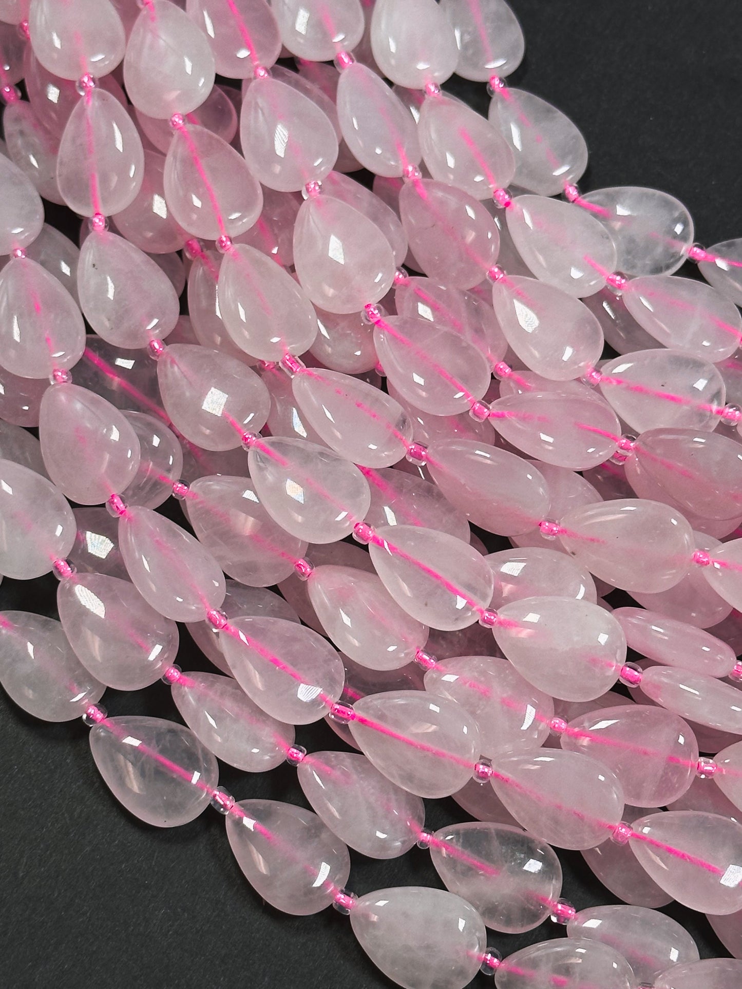 Natural Rose Quartz Gemstone Bead 18x13mm Teardrop Shape, Beautiful Natural Pink Color Rose Quartz Stone Bead Great Quality Full Strand 15.5