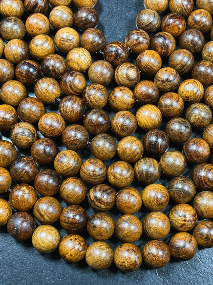 Natural Tiger Skin Sandalwood Beads 6mm 8mm 10mm Round Beads, Natural Brown Aromatic Wood Meditation Prayer Mala Beads Full Strand 15.5"