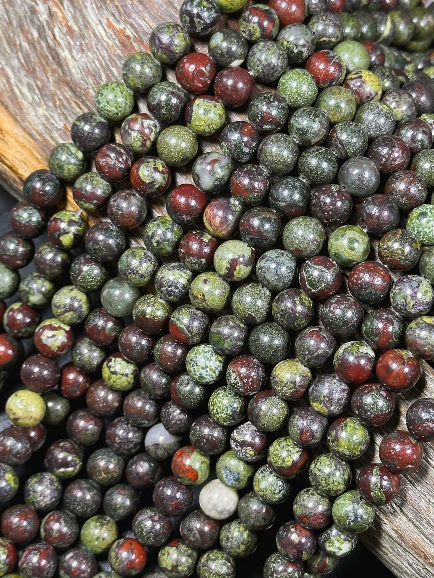 NATURAL Dragon Bloodstone Gemstone Bead 4mm 6mm 8mm 10mm Round Beads, Beautiful Red Green Color Bloodstone Gemstone Beads Full Strand 15.5"