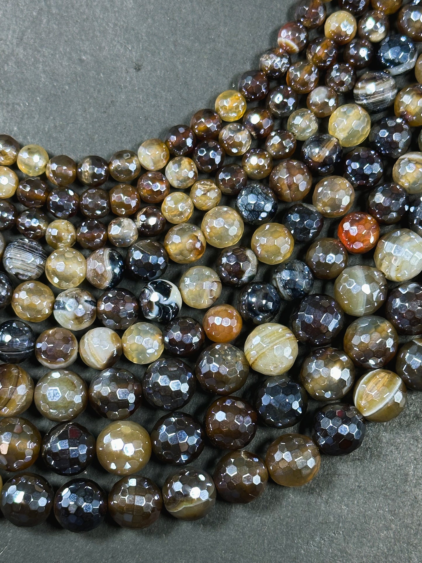 Mystic Natural Botswana Agate Gemstone Bead Faceted 6mm 8mm 10mm Round Beads, Beautiful Natural Brown Botswana Agate Gemstone Bead 15.5"