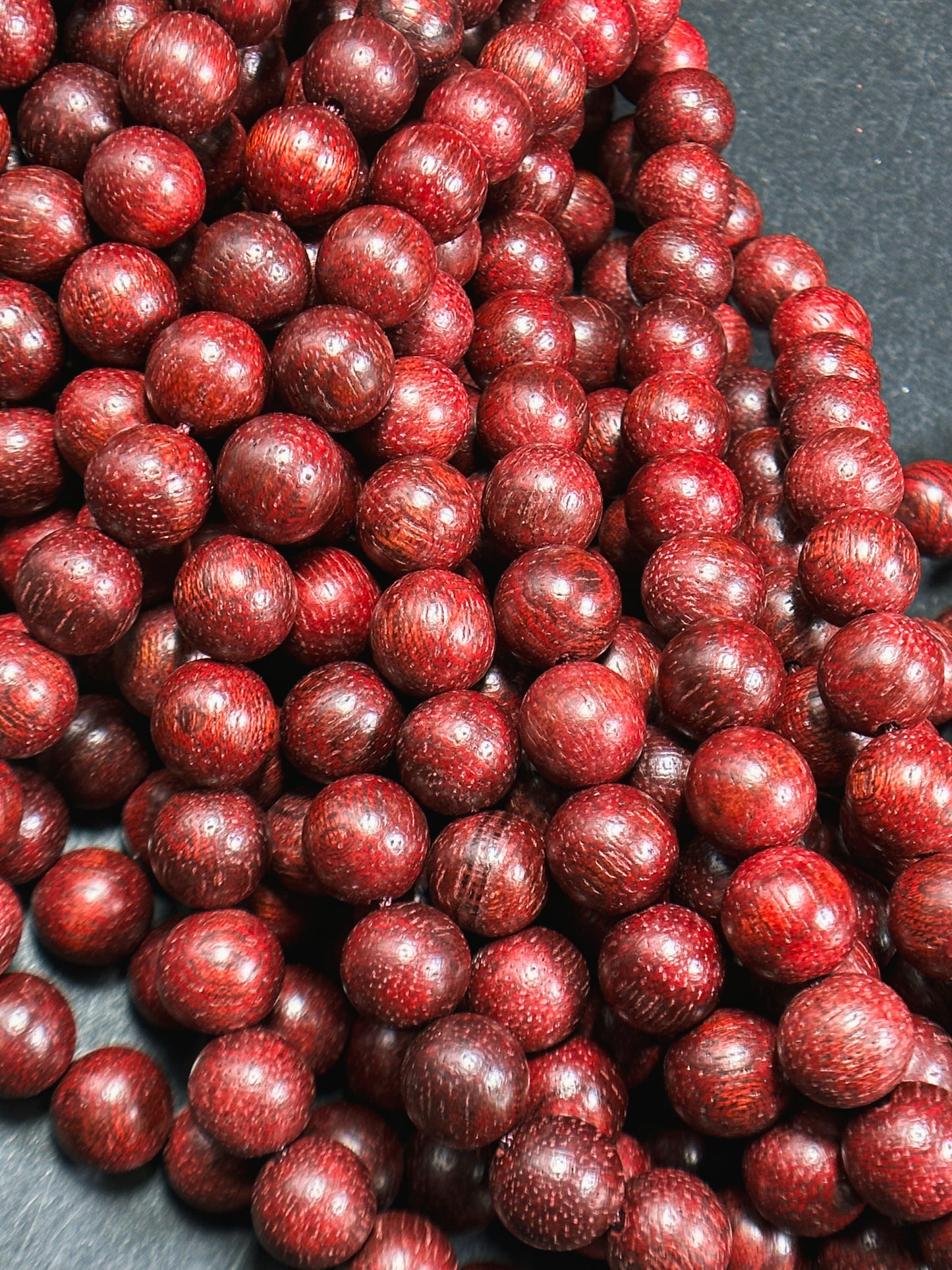 Natural Red Sandalwood Beads 6mm 8mm 10mm Round Beads, Natural Mahogany Red Aromatic Wood Meditation Prayer Mala Beads Full Strand 15.5"