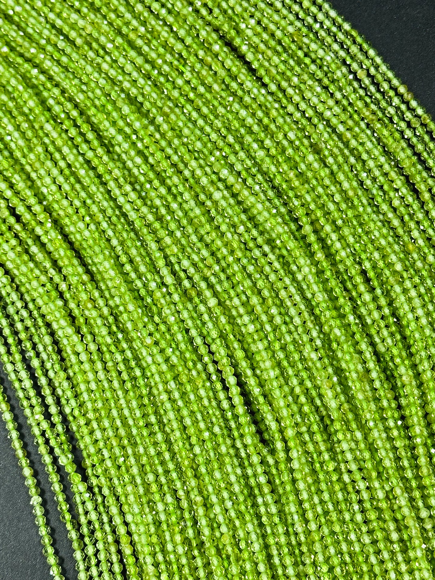 AAA NATURAL Peridot Gemstone Bead Faceted 2mm Round Bead, Beautiful Natural Green Color Peridot Gemstone Bead, Excellent Quality Beads 15.5"