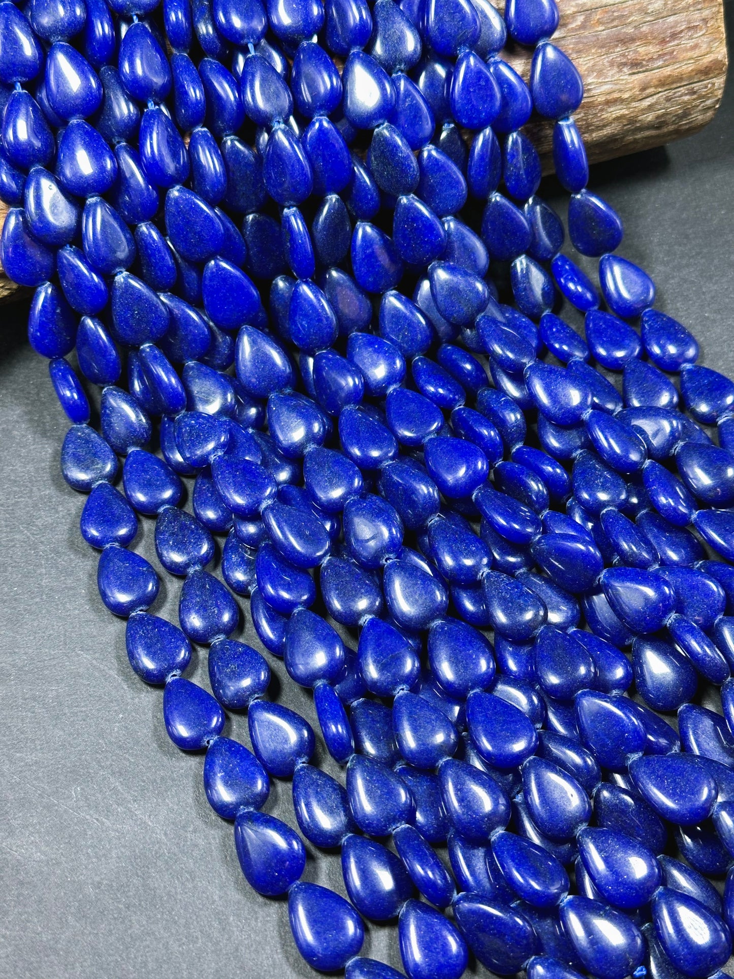 Natural Royal Blue Jade Gemstone Bead 18x13mm Teardrop Shape, Beautiful Royal Blue Color Jade Beads, Excellent Quality Full Strand 15.5"