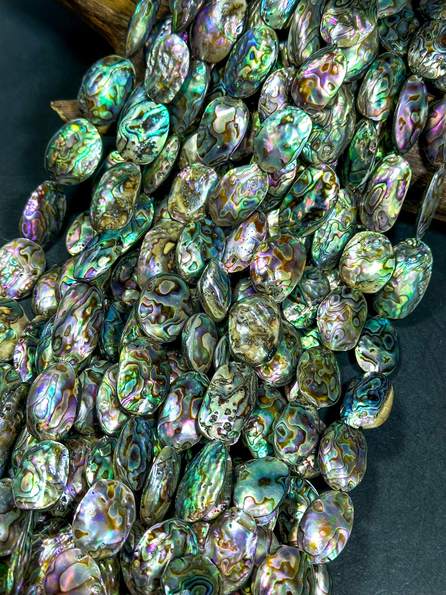 AAA Natural Abalone Shell Bead 26x20mm Oval Shape, Gorgeous Natural Rainbow Peacock Color Abalone Shell Excellent Quality Full Strand 15.5"