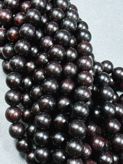 Natural Ebony Blackwood Beads 6mm 8mm 10mm Round Beads, Natural Black Aromatic Wood Meditation Prayer Mala Beads Full Strand 15.5"