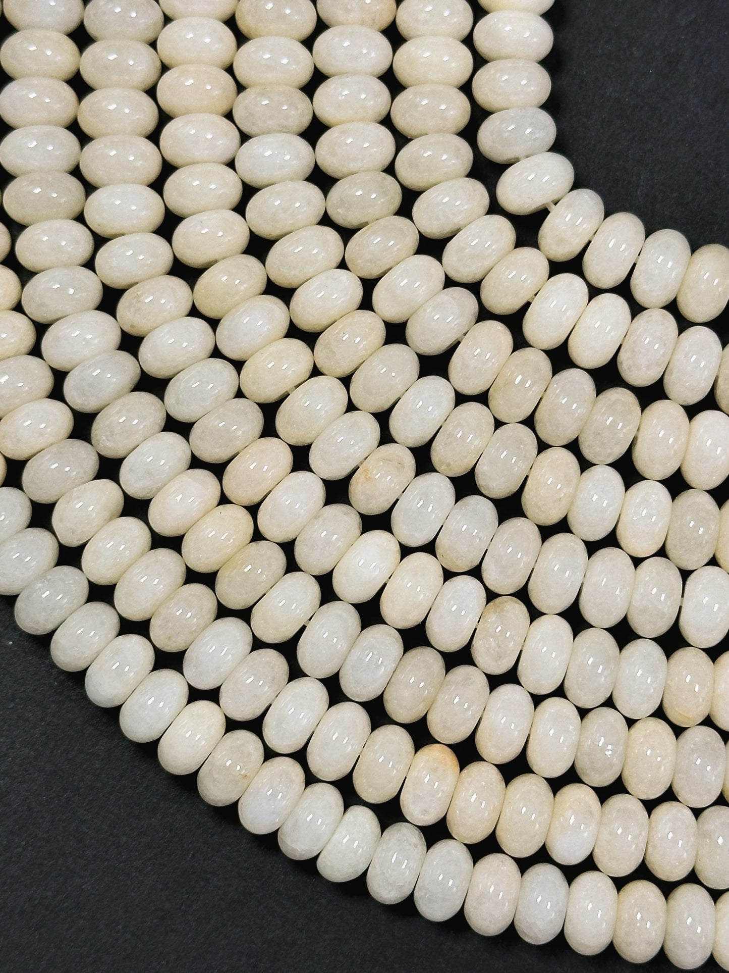 Natural Ivory Jade Gemstone Bead 8x5mm Rondelle Shape, Beautiful Ivory Cream Color Jade Gemstone Bead, Excellent Quality Full Strand 15.5"