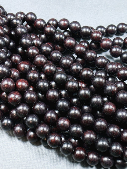 Natural Ebony Blackwood Beads 6mm 8mm 10mm Round Beads, Natural Black Aromatic Wood Meditation Prayer Mala Beads Full Strand 15.5"