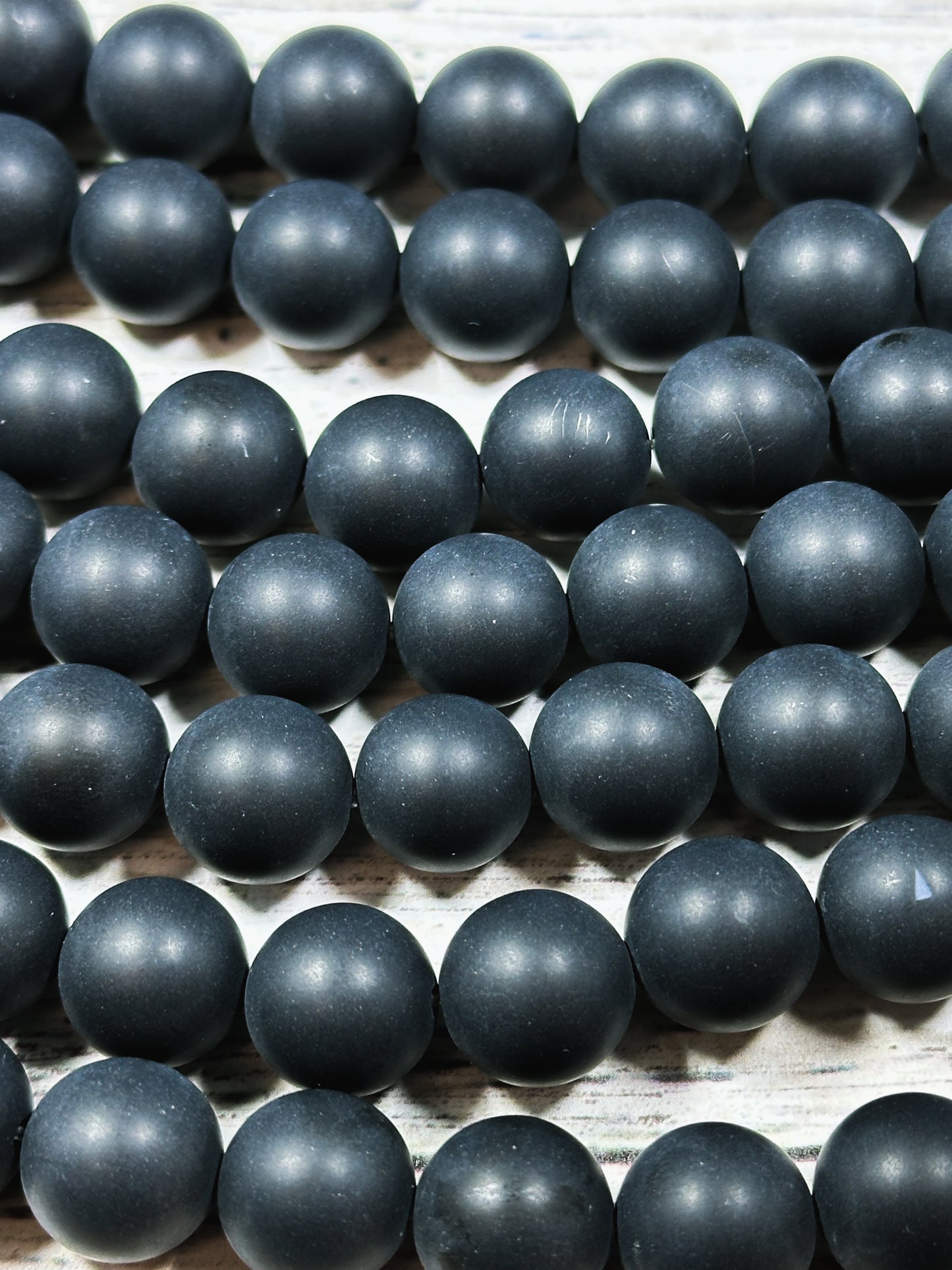 AAA Natural Matte Black Onyx Gemstone Bead 4mm 6mm 8mm 10mm 12mm Smooth Matte Round Beads, Full Strand 15.5"