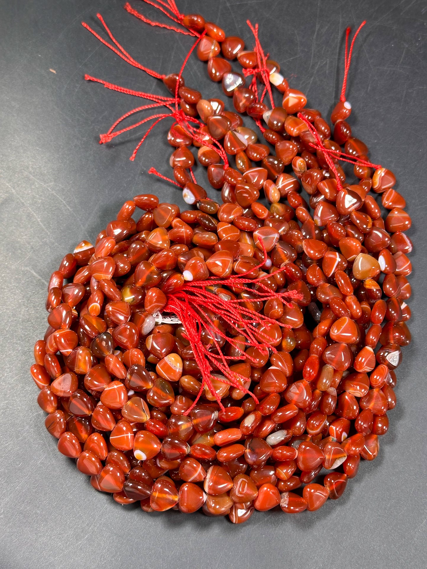 NATURAL Botswana Gemstone Bead 10mm Heart Shape Bead, Beautiful Red Orange Color Botswana Agate Gemstone Bead, Great Quality 15.5" Strand