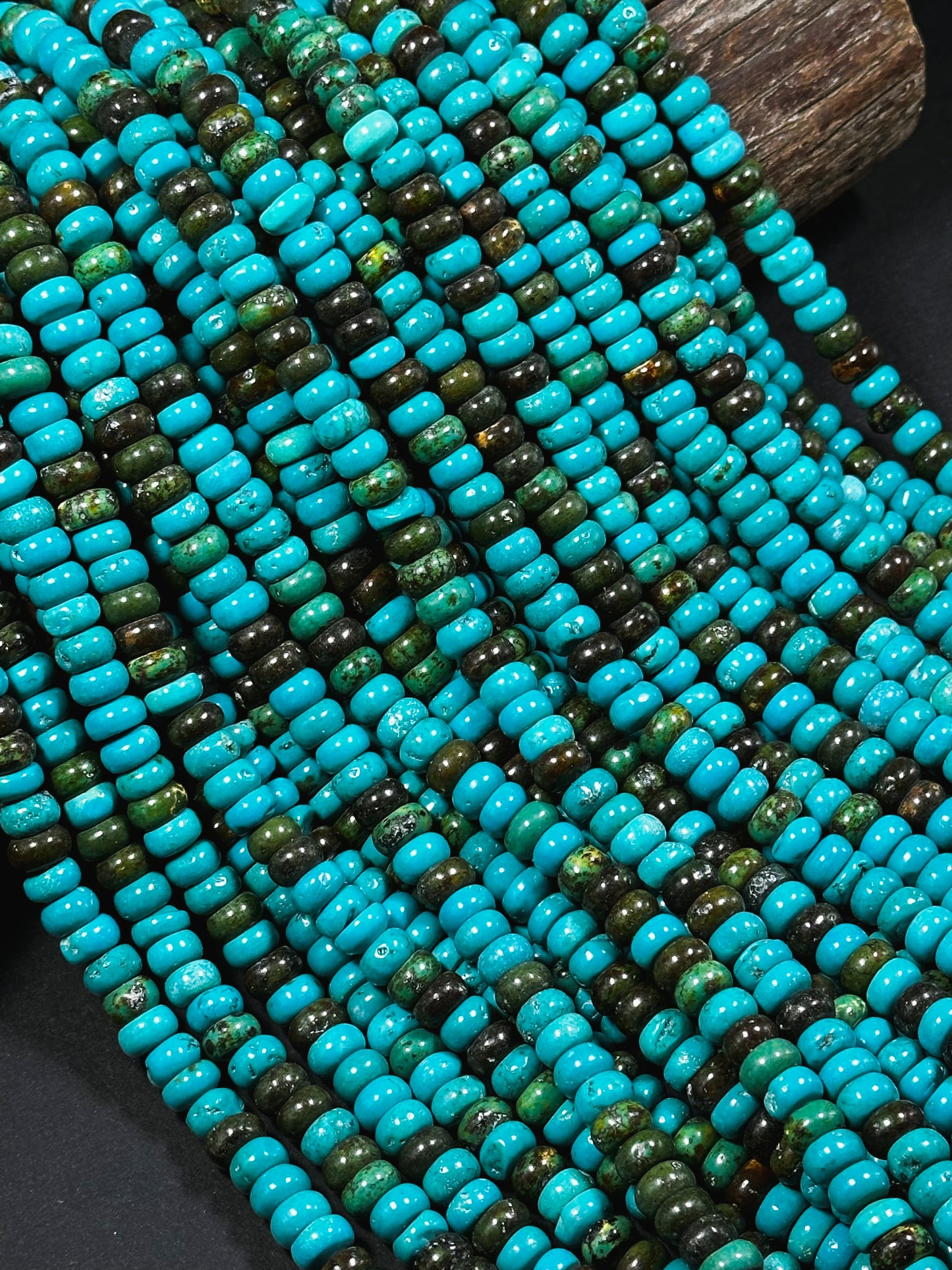 Natural Blue Chinese Turquoise Gemstone Bead 8x5mm Rondelle Shape, Beautiful Blue Brown Color Turquoise Gemstone, Great Quality 15.5" Strand