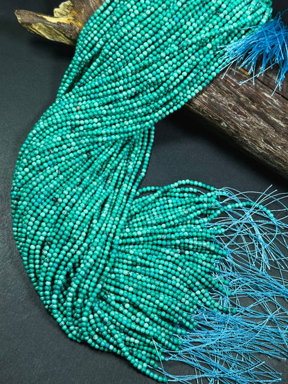 AAA Natural Turquoise Gemstone Bead 3mm Round Beads, Beautiful Green Blue Color Turquoise Gemstone Beads Excellent Quality Full Strand 15.5"