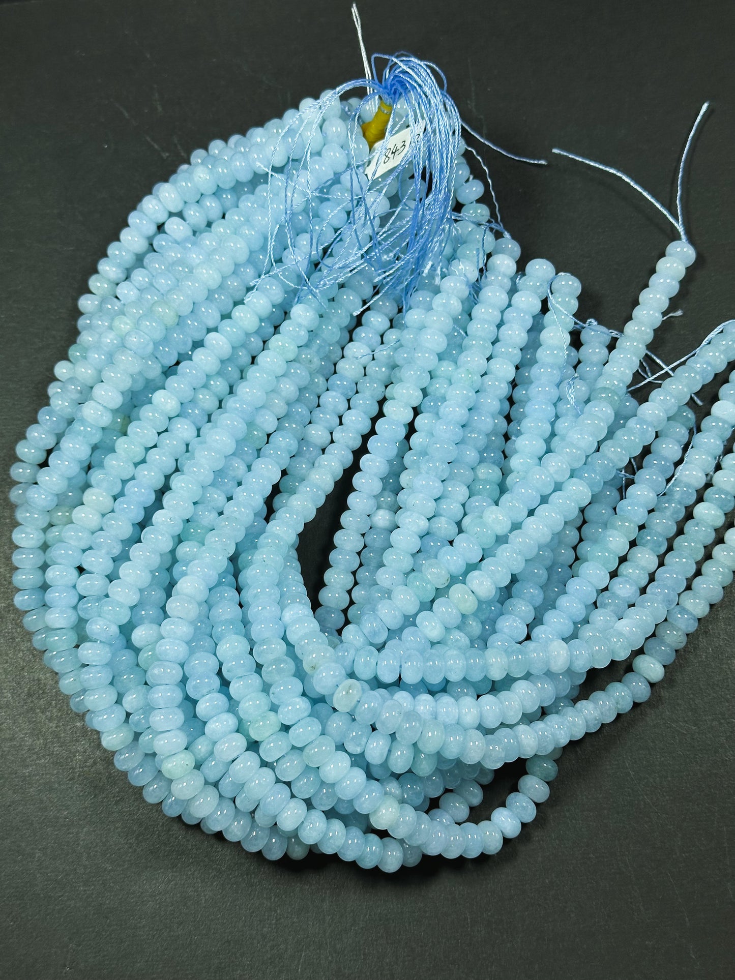 NATURAL Blue Jade Gemstone Bead 8x5mm Rondelle Shape Bead, Beautiful Blue Color Jade Gemstone Beads, Great Quality Bead Full Strand 15.5"