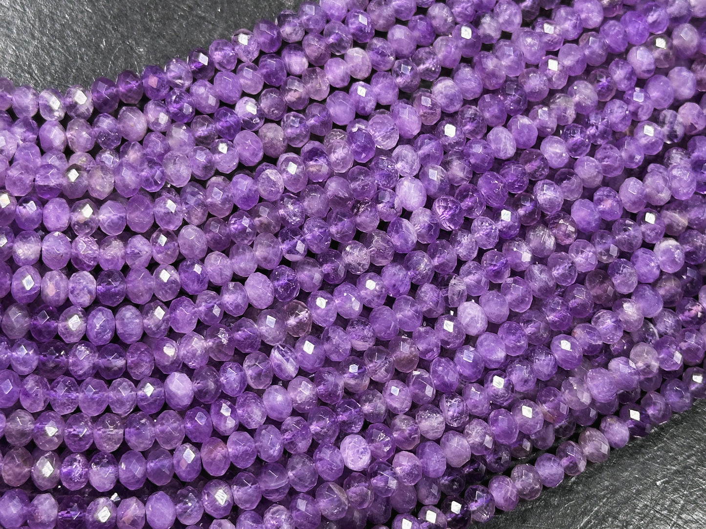 Natural Amethyst Gemstone Bead Faceted 3x5mm Rondelle Shape, Beautiful Natural Purple Amethyst Gemstone Bead Great Quality Full 15.5" Strand