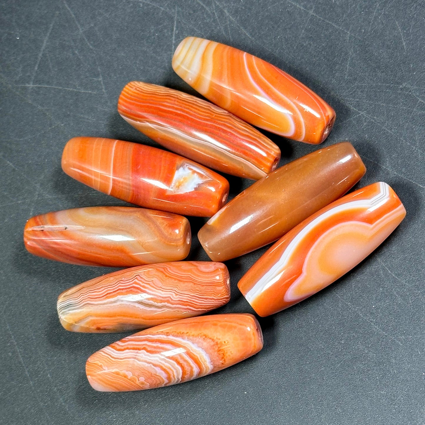 AAA Natural Botswana Agate Gemstone Bead 39x13mm Barrel Shape, Beautiful Natural Red Orange Color Botswana Agate Gemstone Bead, LOOSE BEADS