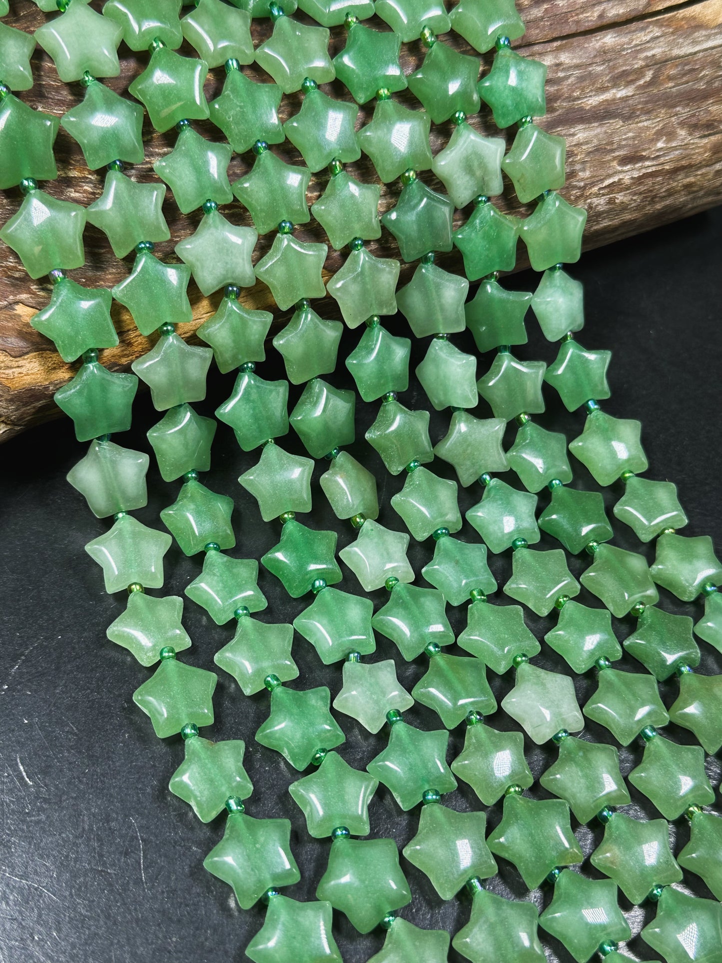 Natural Aventurine Gemstone Bead 15mm Star Shape Bead, Beautiful Natural Green Jade Color Aventurine Beads Great Quality Full Strand 15.5"