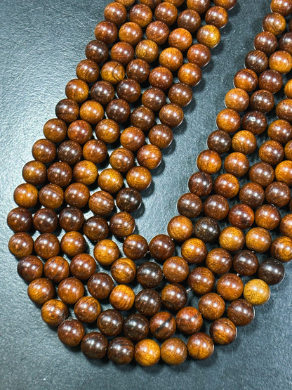 Natural Black Rosewood Beads 6mm 8mm 10mm Round Beads, Natural Dark Brown Aromatic Wood Meditation Prayer Mala Beads Full Strand 15.5"