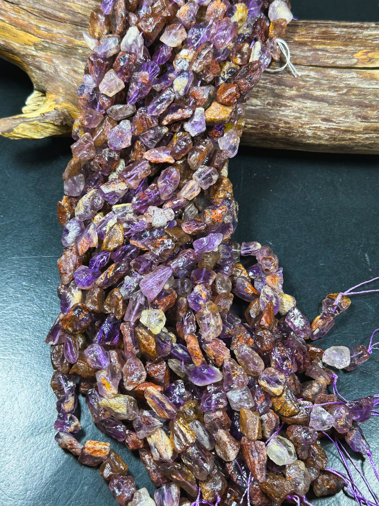 Natural Raw Super 7 Gemstone Bead Freeform Nugget Shape Bead, Beautiful Natural Purple Color Raw Super 7 Gemstone Bead, Full Strand 15.5"