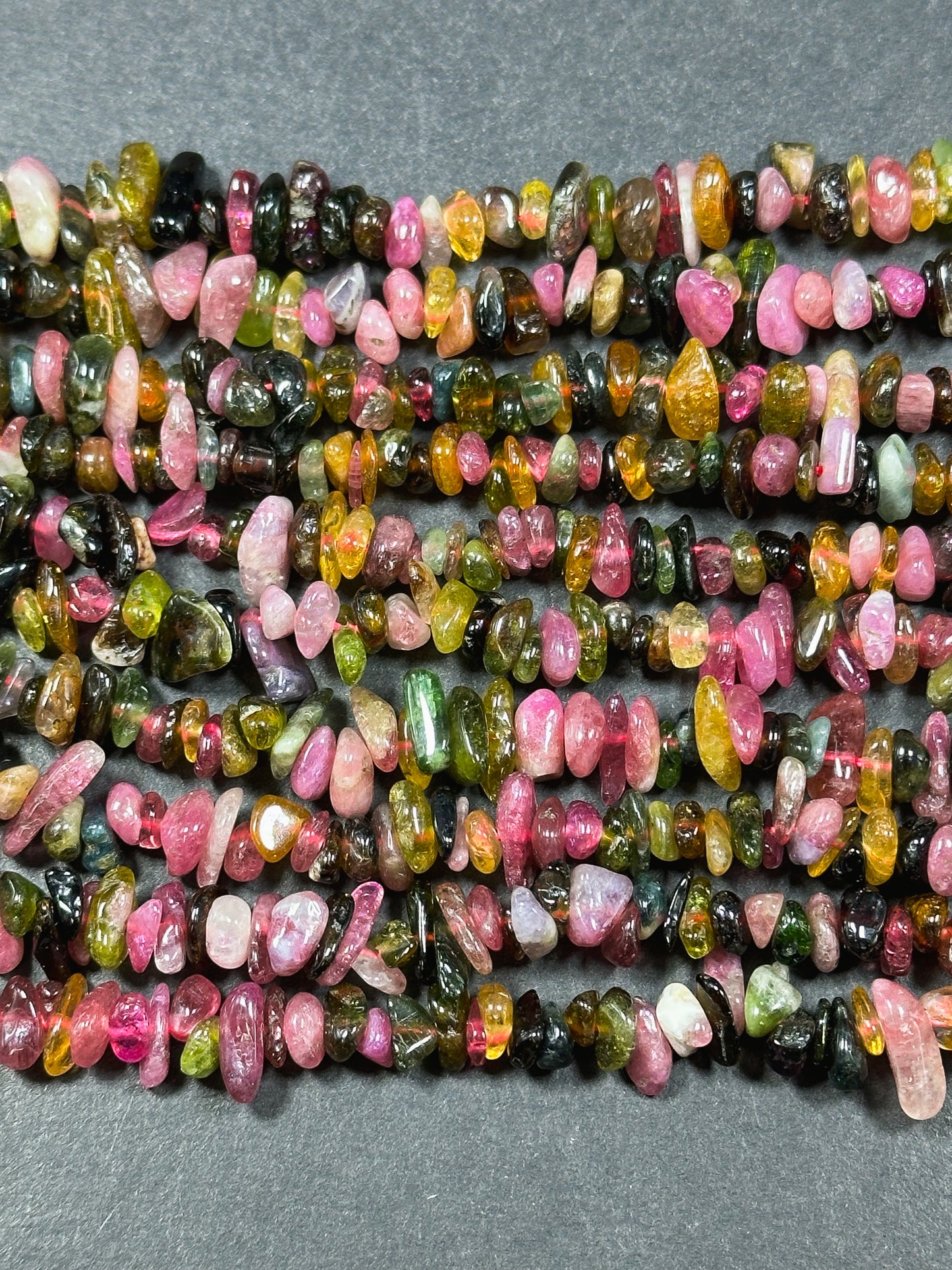 Natural Tourmaline Gemstone Bead 6mm Freeform Chip Shape Beads, Gorgeous Natural Multicolor Tourmaline Gemstone Beads, Full Strand 15.5"