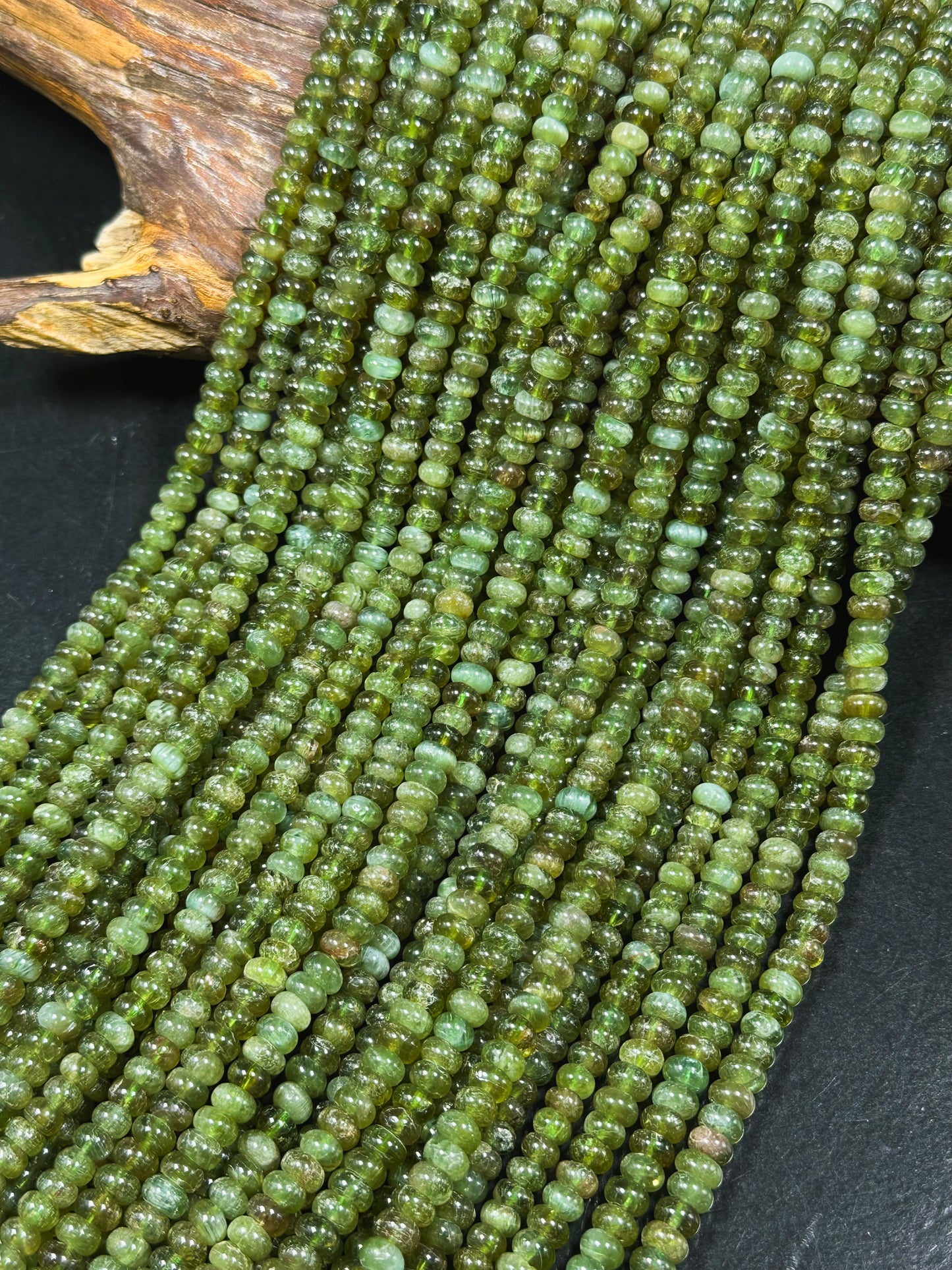 AAA Natural Green Garnet Gemstone Bead 4x2mm 6x3mm Rondelle Shape, Gorgeous Natural Green Color Garnet Bead, Excellent Quality Full Strand 15.5"