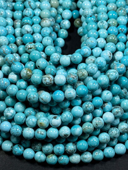 Natural Turquoise Gemstone Bead 6mm 8mm Round Bead, Beautiful Blue Color Turquoise Gemstone Beads, Great Quality Full Strand 15.5"